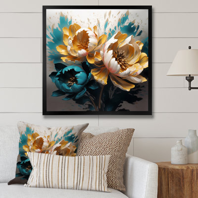 «Yellow Blue Pe pivoines», reproduction d'art sur toile