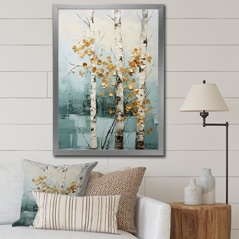 «Wilbern Birch Woods Whispering Winds» sur impression sur toile, H 32 po x l 16 po x P 1 po, Cadre photo argenté