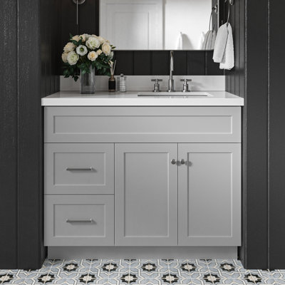 Hamlet 43'' Single Bathroom Vanity with White Quartz Top