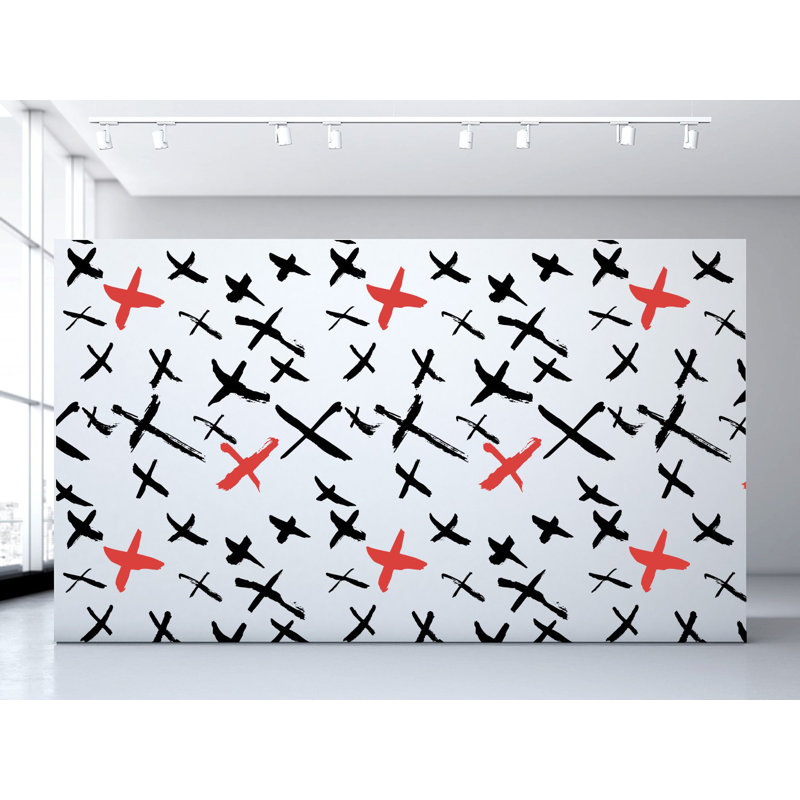 X Marks The Spot Vinyl Wallpaper Roll by Jamie Graney, Red
