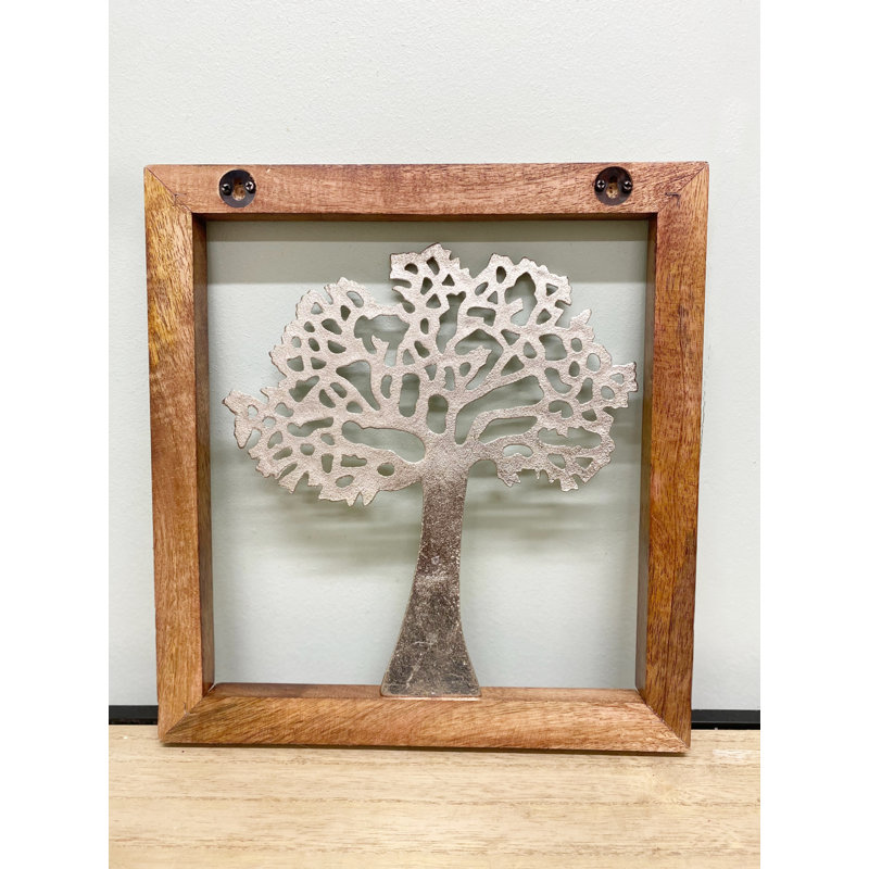 Traditional Trees And Nature Wall Decor on Metal, Silver, 31.00cm H x 2.00cm W x 29.00cm D
