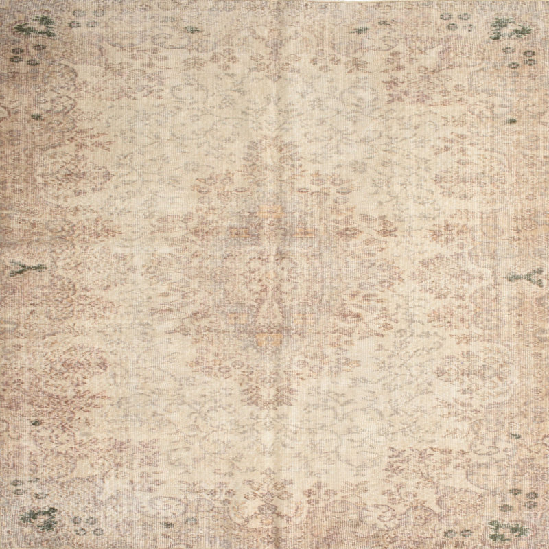 Tapis traditionnel brun / crème / gris, Carré 5 pi