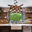 Lustre industriel en bois 8 lumières
