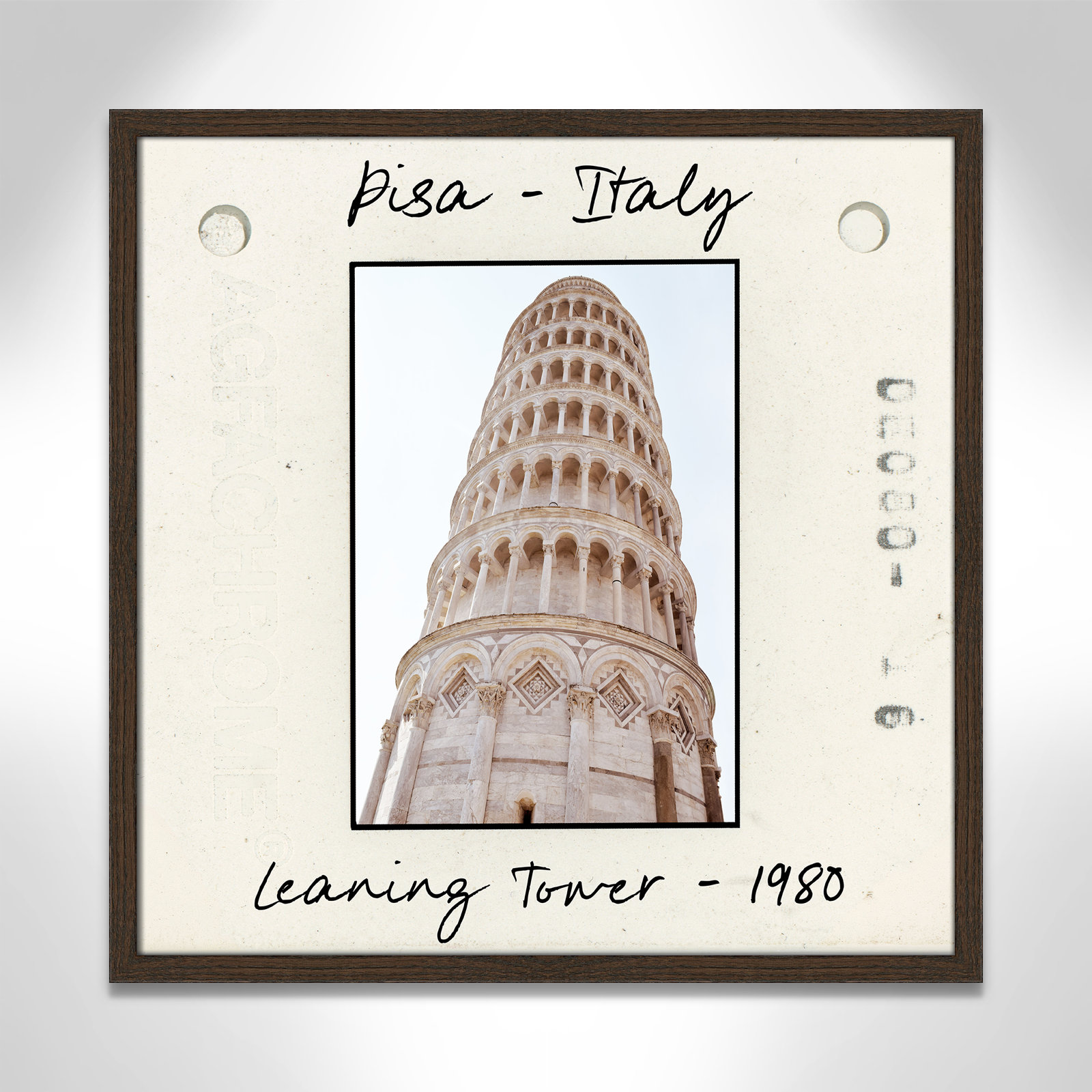 Ritona "Pisa, Italy - Leaning Tower" Print, Walnut Single Picture Framed Paper, 23.5" H x 23.5" W x 0.75" D