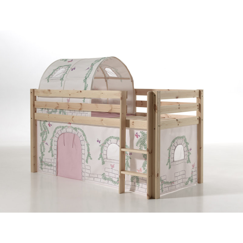 Pino European Single (90 x 200cm)  Mid Sleeper Loft Bed, Natural, Premium (with Tunnel)