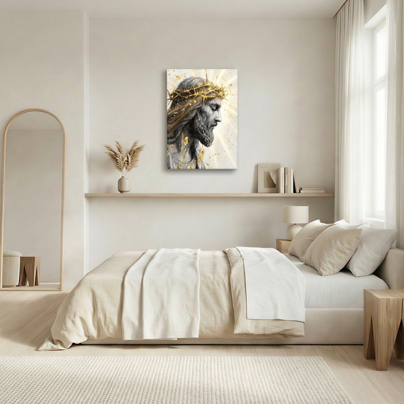 Art mural sur toile Gallery Wrap pour le salon, la chambre à coucher, le bureau ou le vestibule - Décoration murale décorative avec couronne dorée