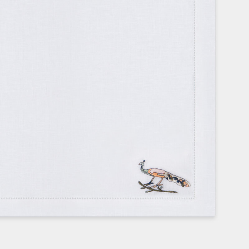 Bird Motif Embroidered Linen Placemats