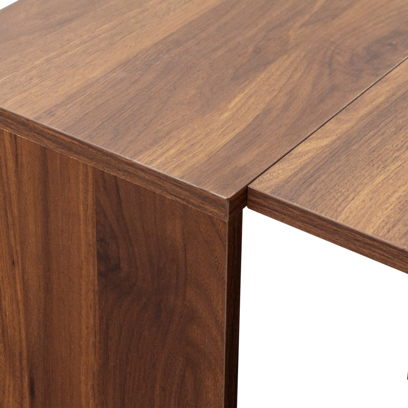 Uriel 2-in-1 Extendable Console & Dining Table with Wooden Frame, Walnut