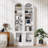Slim Storage Cabinet With Door, Arched Top Freestanding Linen Tower, 5-Tier Narrow Organizer For Bathroom, Bedroom, Hallway-1003607601