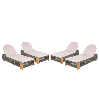 Outdoor Acacia Wood Patio Adjustable Lounge Chair Set Of 2 - Uncushioned For Backyard Pool Garden - Rope &  Iron
