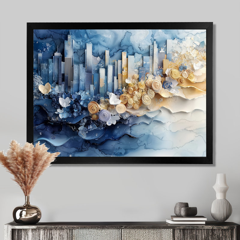 Obola - Cityscapes Wall Art, H 30 po x l 40 po, Cadre de photo unique, Noir, noir, noir, noir