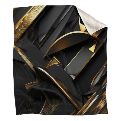 Black Gold Geometric Shapes Blankets