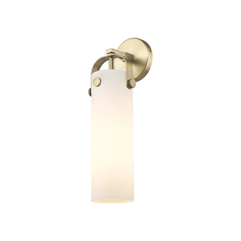 Erie Armed Sconce, Brushed Brass, Matte White
