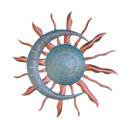 art sculpture Indoor And Outdoor Recycled Metal Celestial And Sun Wall Art Sculpture 30cm/11.8in Diameter