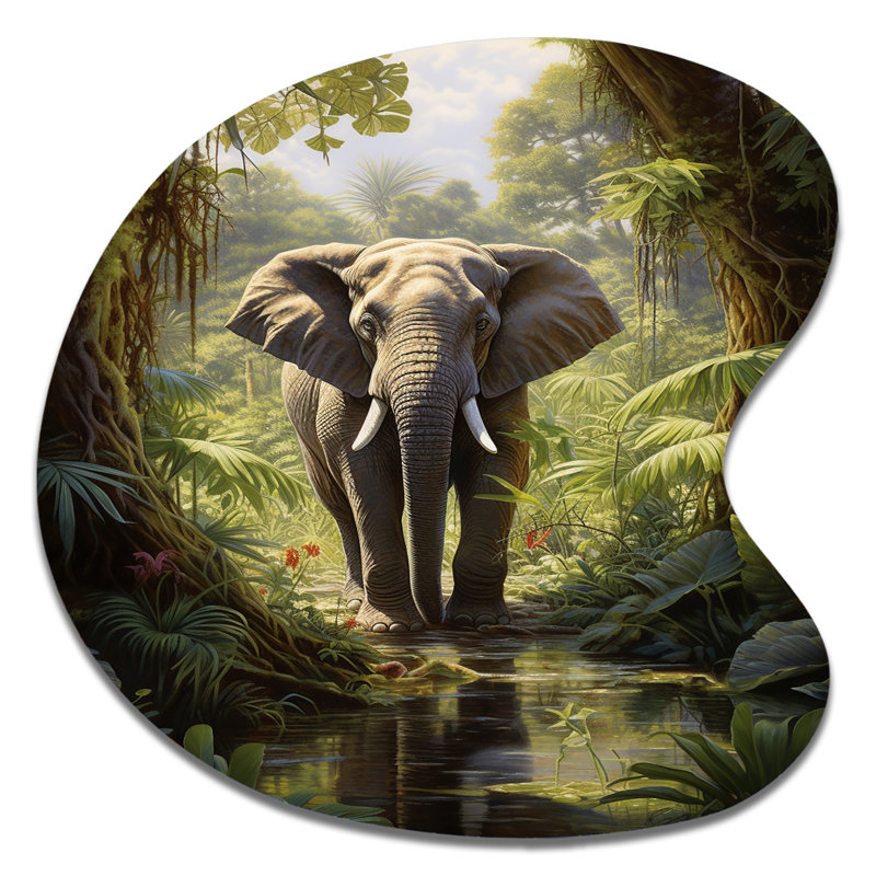 Hoyt - Éléphant en forme de goutte, art mural en métal asymétrique, H 27 po x l 27 po