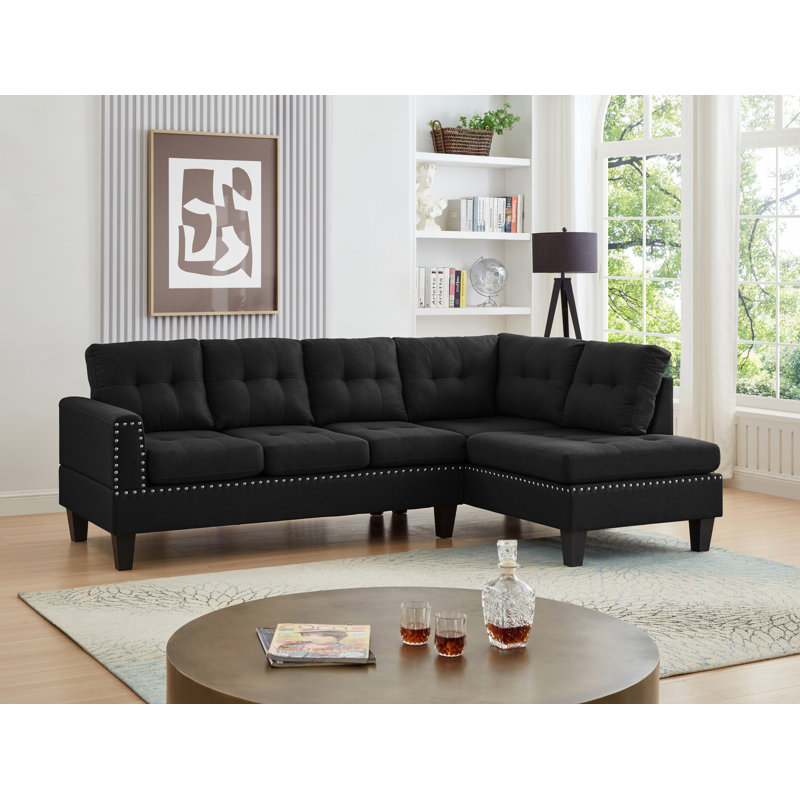 Canapé modulaire rembourré contemporain, Mélange de polyester noir