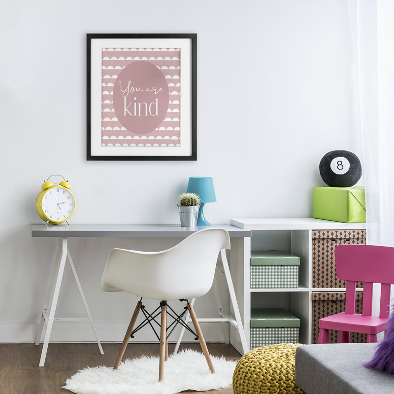 «You Are Kind Blush», reproduction encadrée sous verre rose, design par Christine Simpson Art, H 16 po x l 13 po