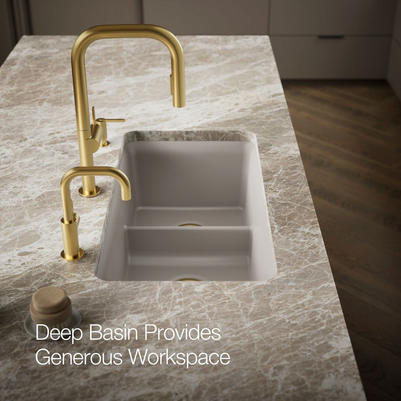Cairn Smart Divide 33-1/2" Undermount Kitchen Sink, Light Brown