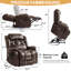 Fauteuil inclinable Power Lift à deux moteurs, fauteuils inclinables à plat à 180 ° pour adultes et personnes âgées avec chaleur et massage, grand, type C, coussin lombaire pour le salon, cuir (brun)-1319068171
