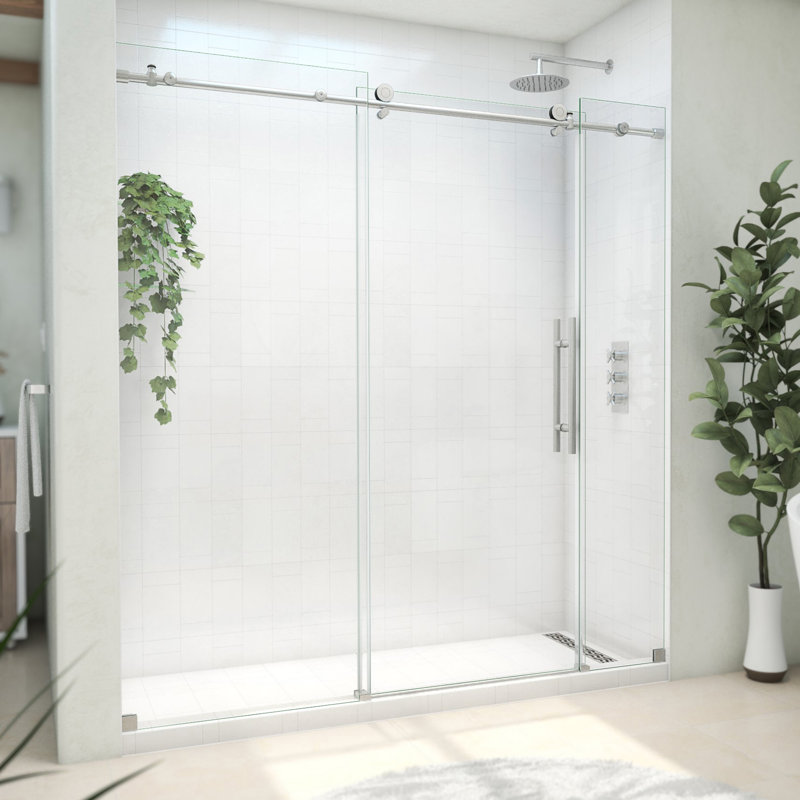 Porte de douche coulissante transparente en acier inoxydable brossé l 68 à 72 po x H 76 po DreamLine