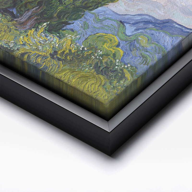 Van Gogh - Cyprès, Cadre noir, Canevas, H 08 po x l 10 po