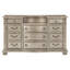 Commode de luxe 1 pièce à finition argentée avec 11 tiroirs et mobilier en marbre véritable