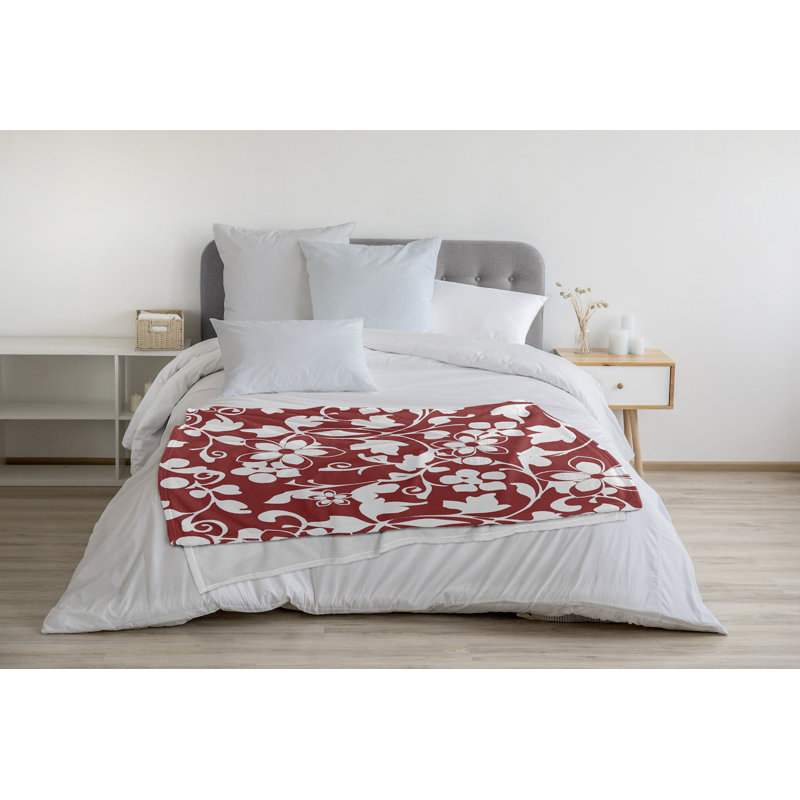 Jeté polaire floral, L 60 po x L 80 po, 1.95, Rouge myrtille
