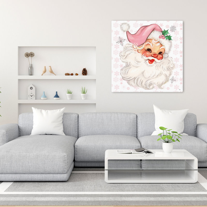 Art de Noël rose rétro rétro, H 36 po x l 36 po