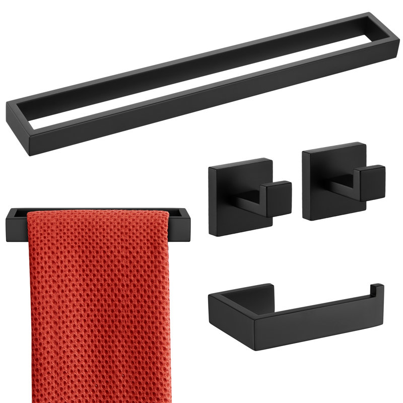Ensemble de quincaillerie de salle de bain 5 pièces, Noir mat