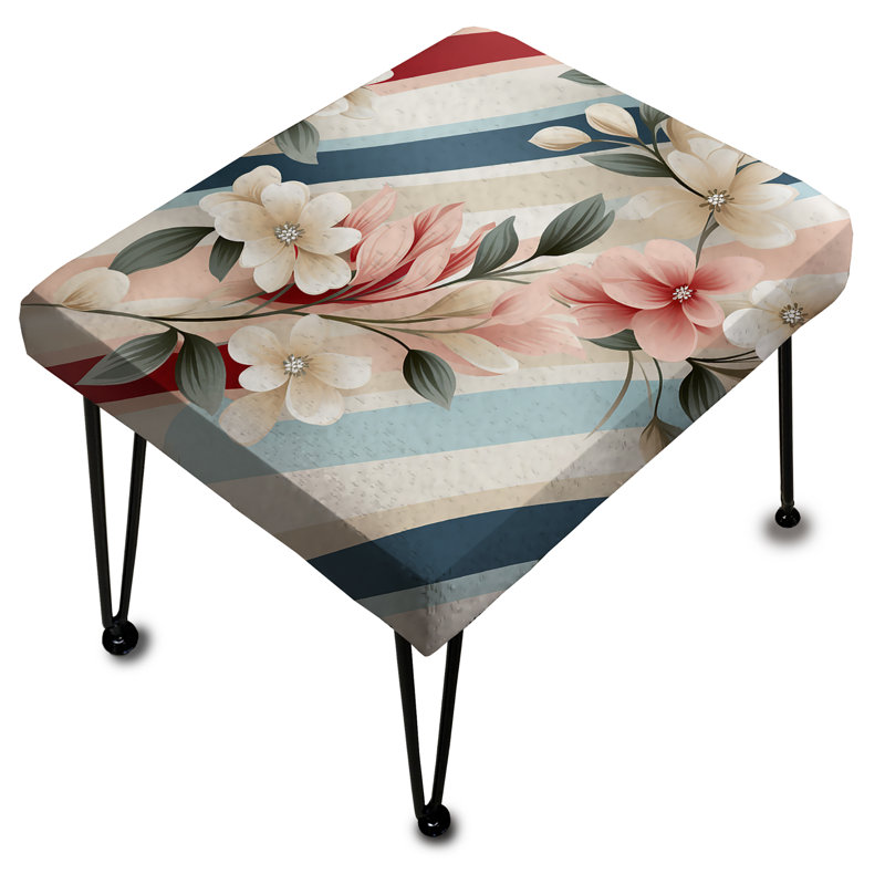 Élégant motif floral rayé - Repose-pieds rectangulaire rayé