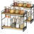 Bathroom Countertop Organizer Set Of 2, Kitchen Counter Shelf Spice Rack Sink Countertop Storage Desktop Large Wood Shelf - Carbonized Black