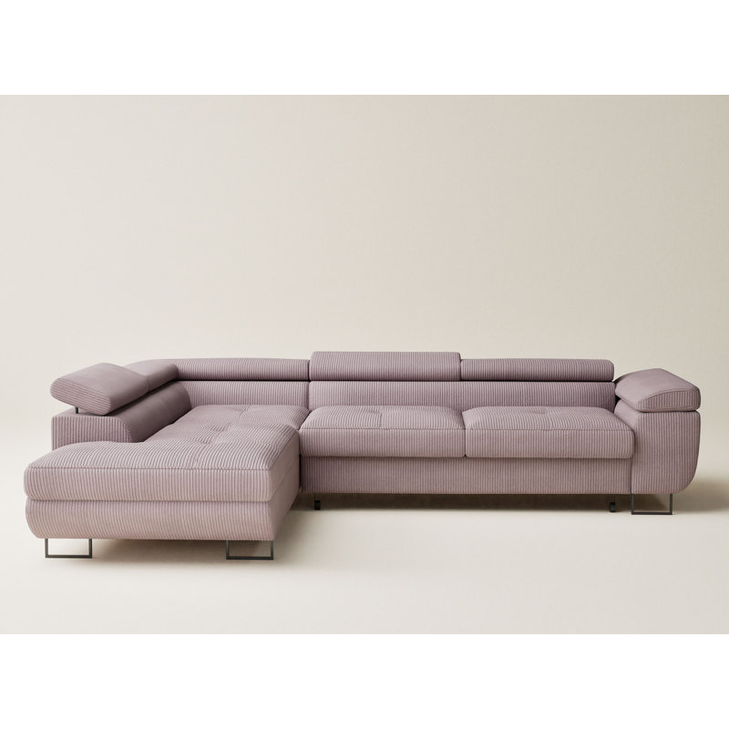 4 Seater Velvet Corner Sofa , Purple, Left Hand Facing
