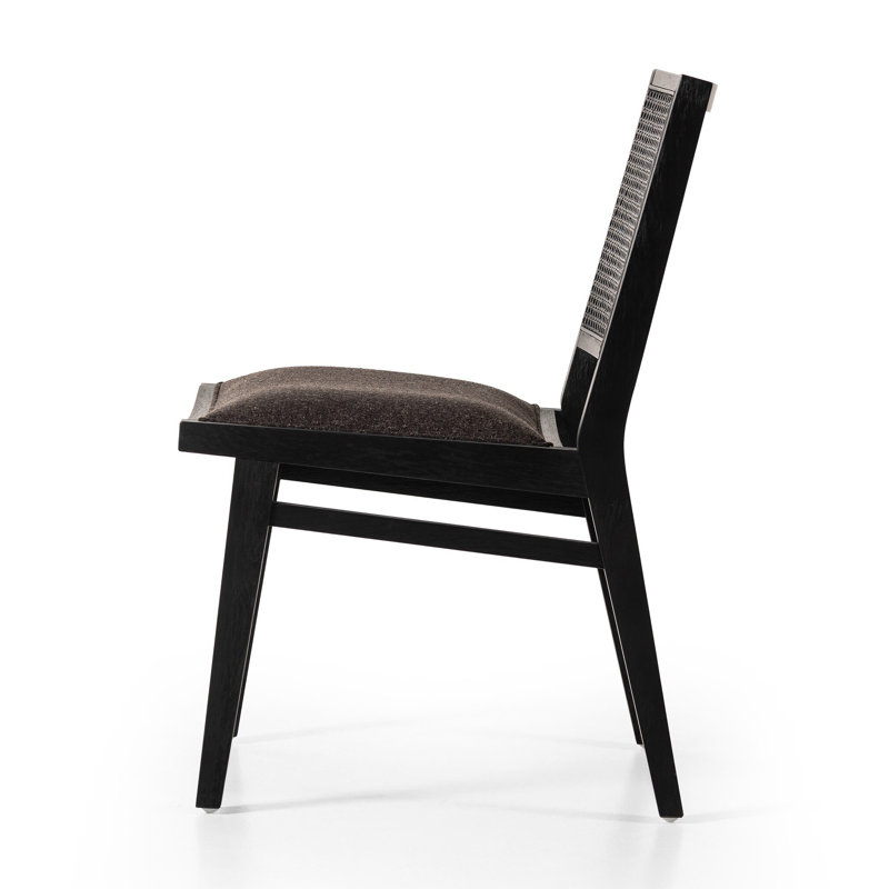 Sage Upholstered Dining Chair, Brushed Ebony Beech, Black Linen Blend