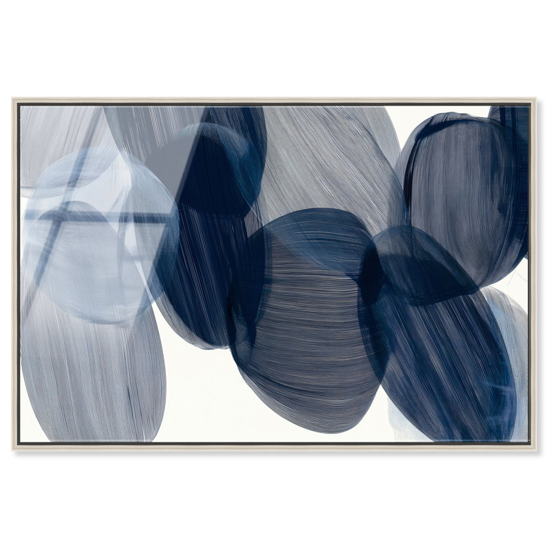 Art mural encadré "Overlaping Blues II" par Art Remedy, cadre argenté, 36 x 24, H 25 po x l 37 po, Cadre acrylique argenté
