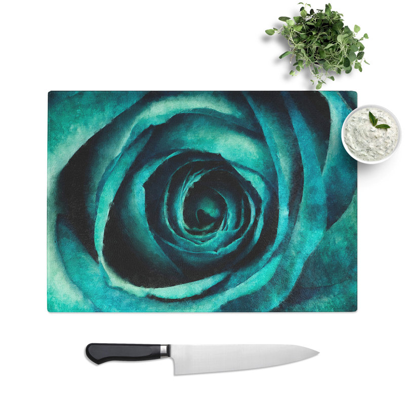 Tempered Glass a Rose Painting Chopping Board, 20 cm x 28.5 cm