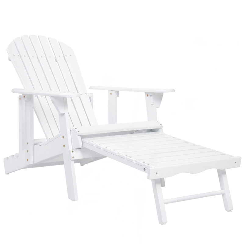 Chaise Adirondack pliable rustique en bois d'acacia pour le confort extérieur, Blanc