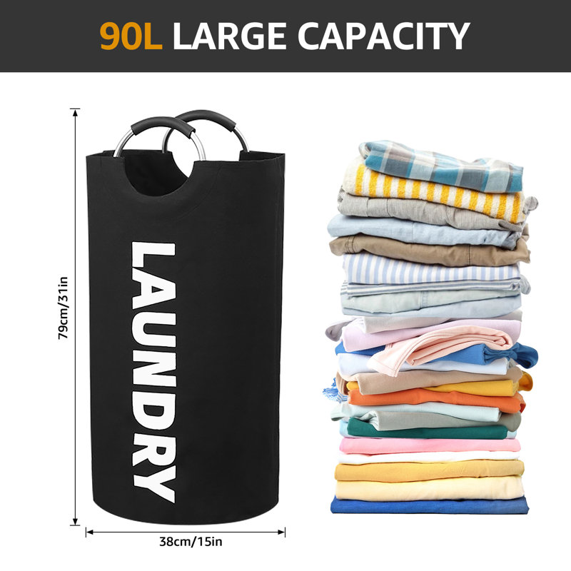 90L Laundry Basket Waterproof Laundry Hamper, Gray