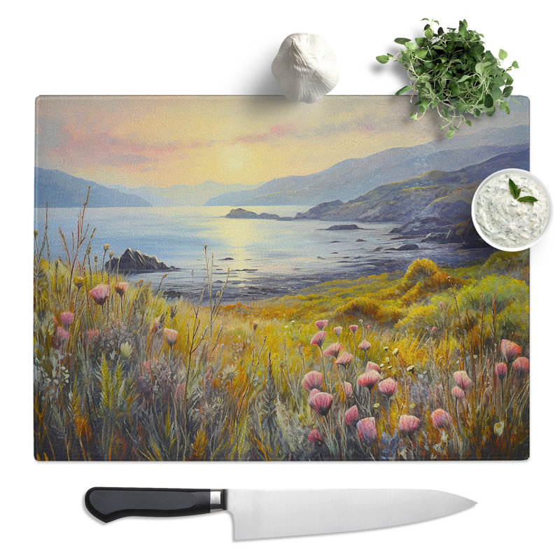 Thistle Lake  Glass Chopping Board