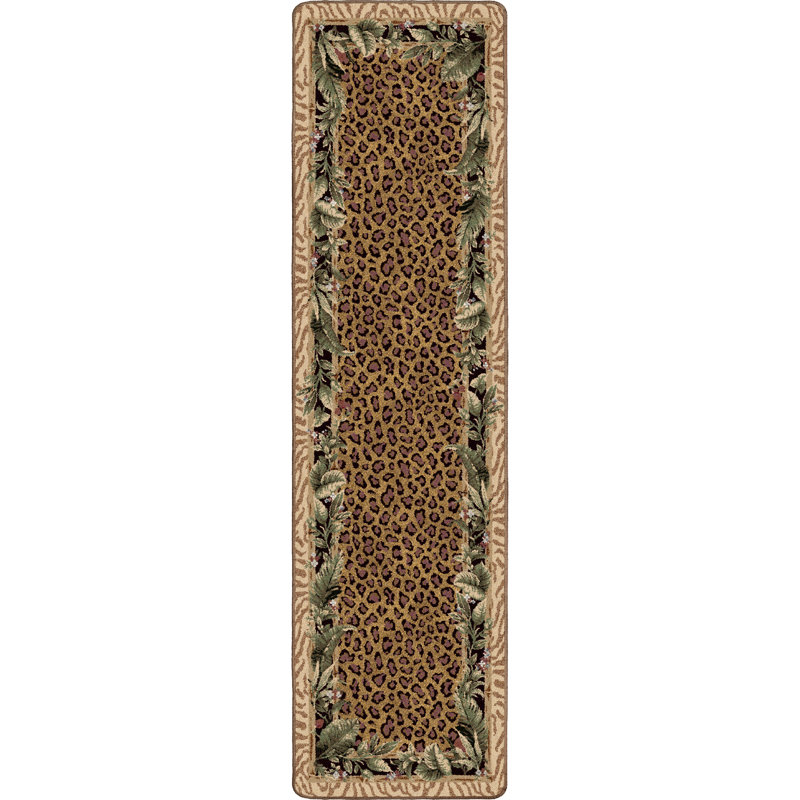 Alminus Jungle Safari Topaz Animal Print Area Rug, Runner 2'1" x 7'8"