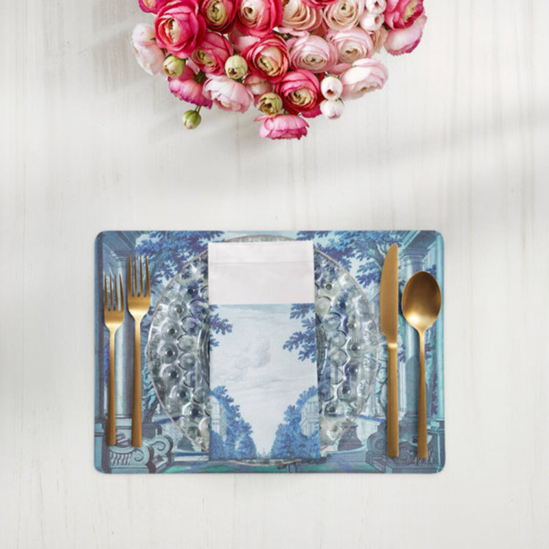 Dimanche A Paris Cotton Blend Square Napkins, Cerulean