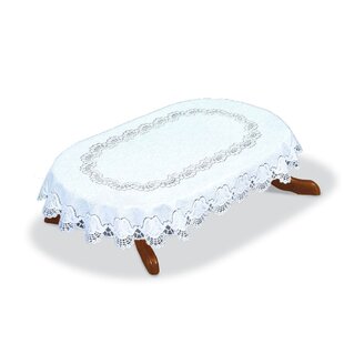 Oval Floral Polyester Tablecloth