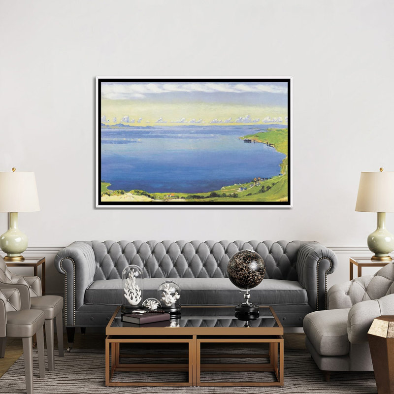 Lac Léman vu de Chexbres - 1904 - Reproduction d'art mural - Toile encadrée, 60 po x 40 po, Toile avec cadre, White