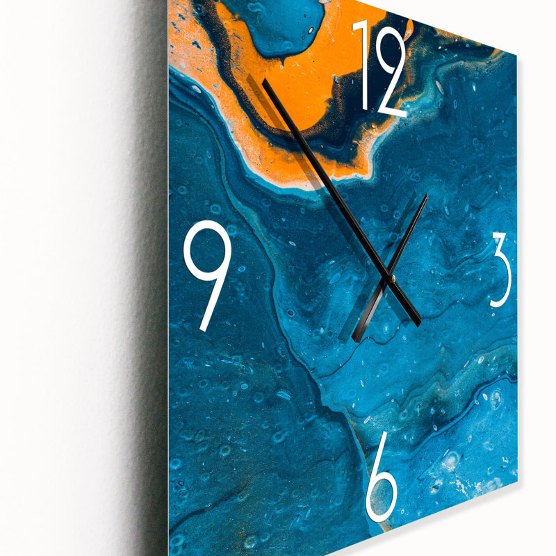 Horloge murale abstraite à composition abstraite en marbre III, Très grand