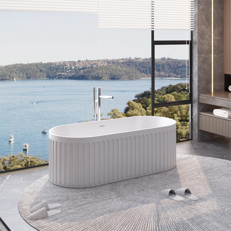 Deco 67'' x 29.5'' Freestanding Soaking Solid Surface Bathtub