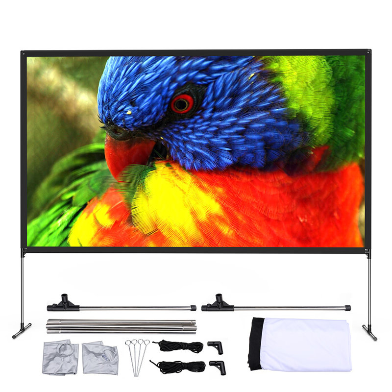Écran de projection 80 po / 100 po / 120 po avec support stable et résolution 4K, H 108,66 po x l 81,5 po
