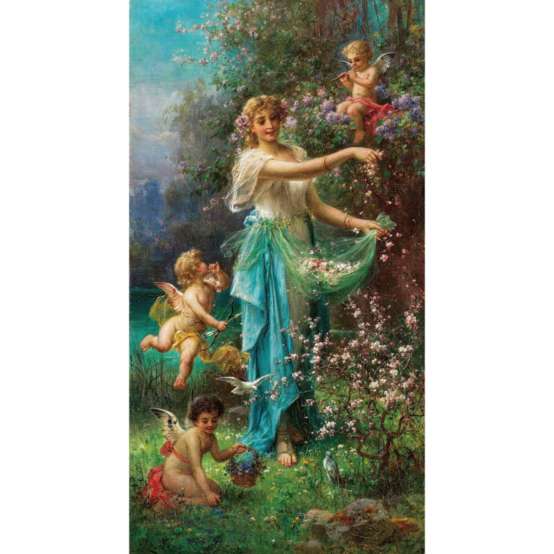 Une allégorie du printemps avec Cupidon, H 40 po x l 23 po