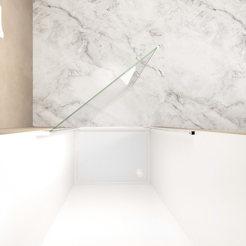 Porte de douche pivotante 28 x 72 po avec cadre en aluminium, poignée en acier inoxydable, film, balançoire lisse pour salle de bain 28 x 72 pouces, verre trempé transparent de 6 mm - Emballage antichoc, peu encombrant