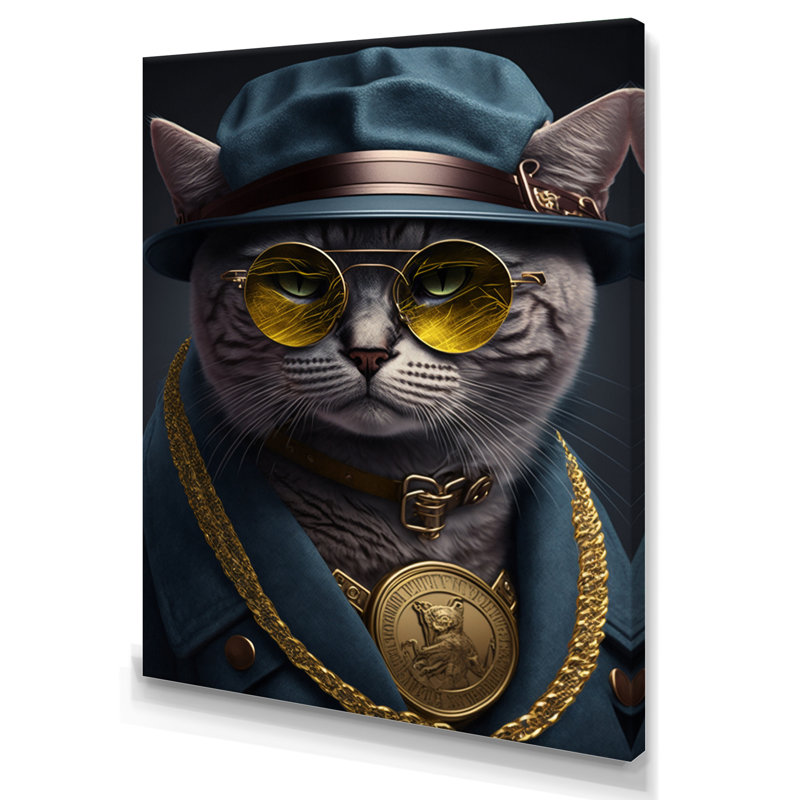 «Mafia Cat I», reproduction sur toile, L 12 po x H 20 po, Toile tendue