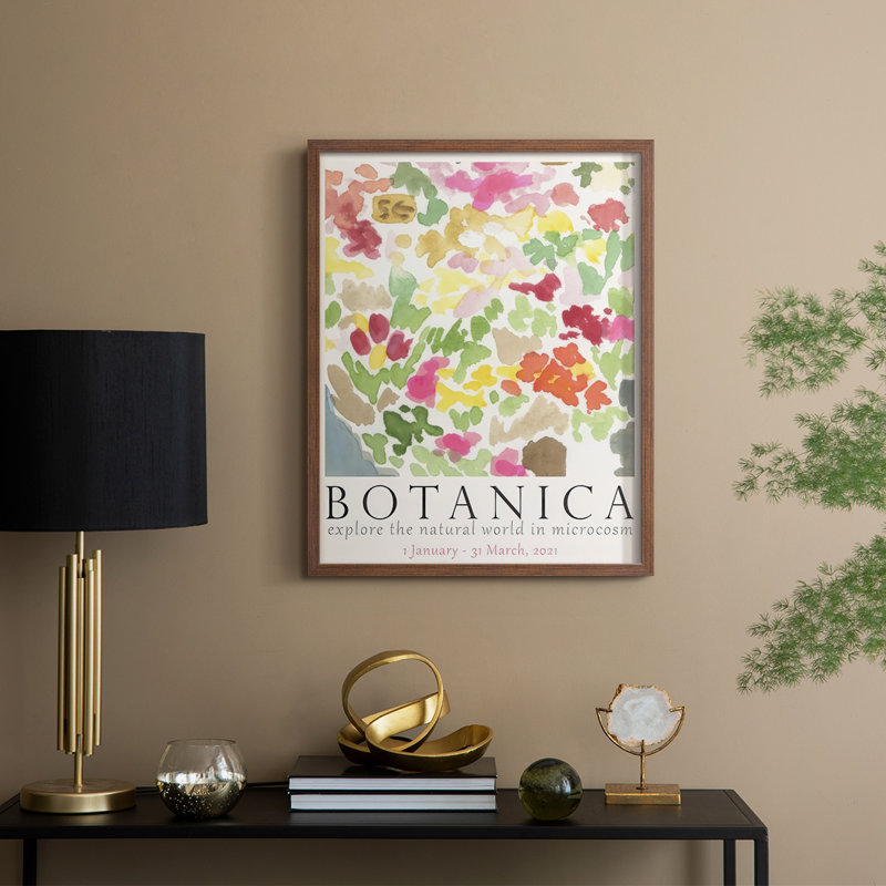 Affiche d'exposition botanique I, reproduction encadrée - bois massif, Noyer, H 21 po x l 17 po