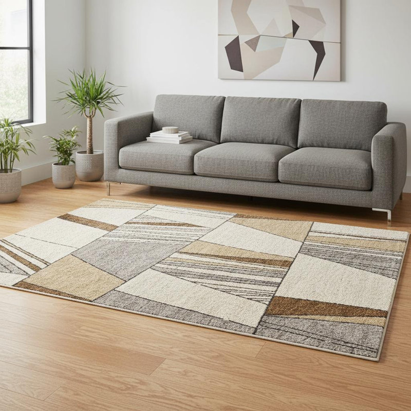 Tapis blanc et noir 5 pi x 8 pi